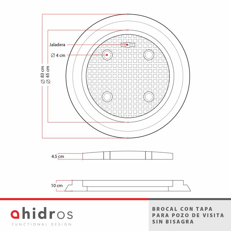 Brocal con Tapa para Pozo de Visita sin Bisagra al01