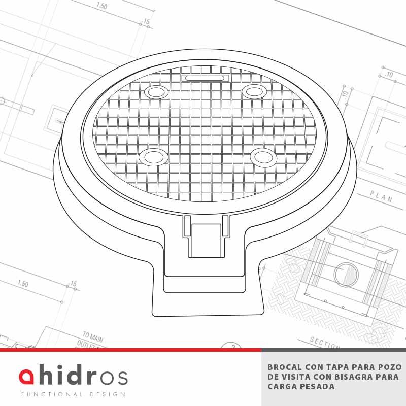 Brocal con Tapa para Pozo de Visita con Bisagra para Carga Pesada AL02