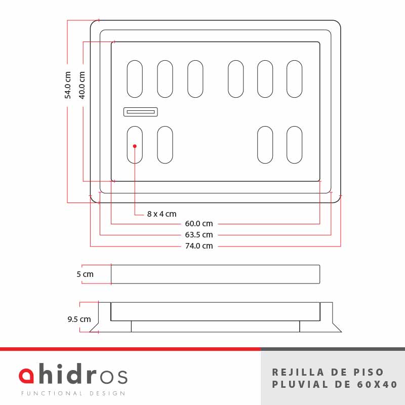 Rejilla de Piso Pluvial de 60X40 AL08