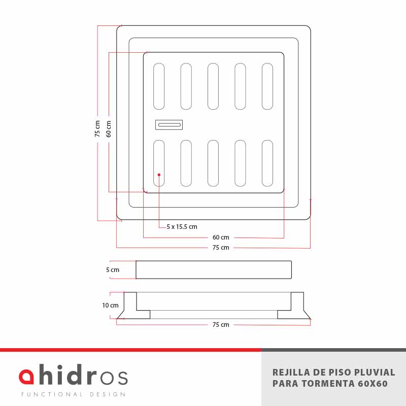 Rejilla De Piso Pluvial Para Tormenta 60 X 60 AL09