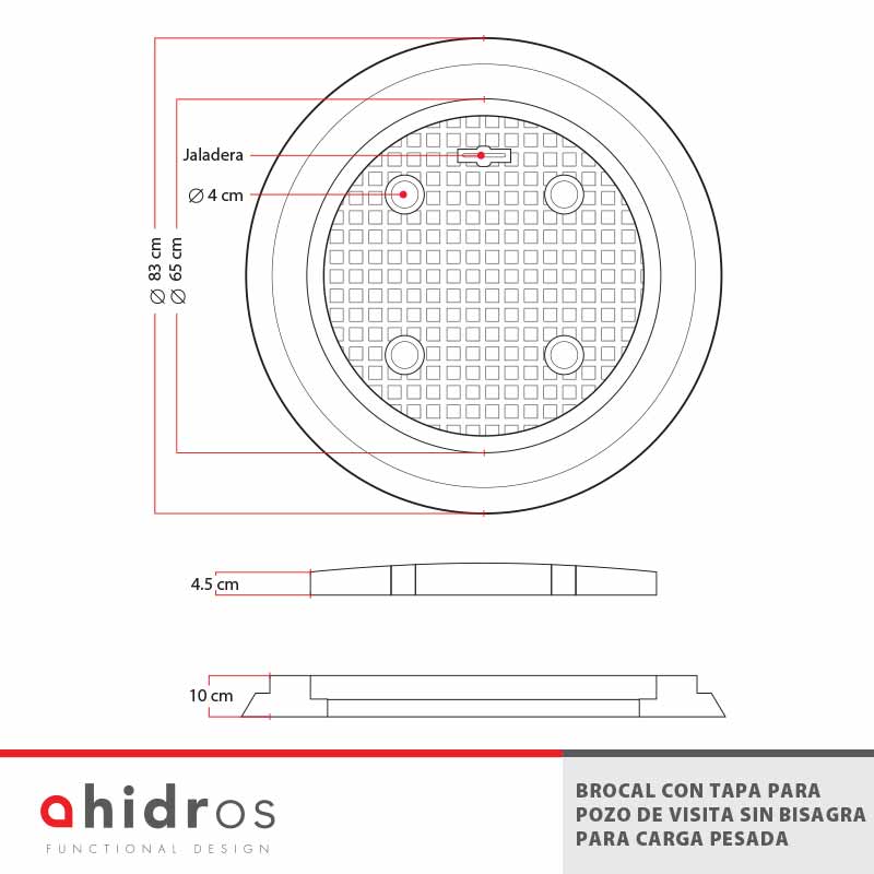 Brocal con Tapa para Pozo de Visita sin Bisagra para Carga Pesada